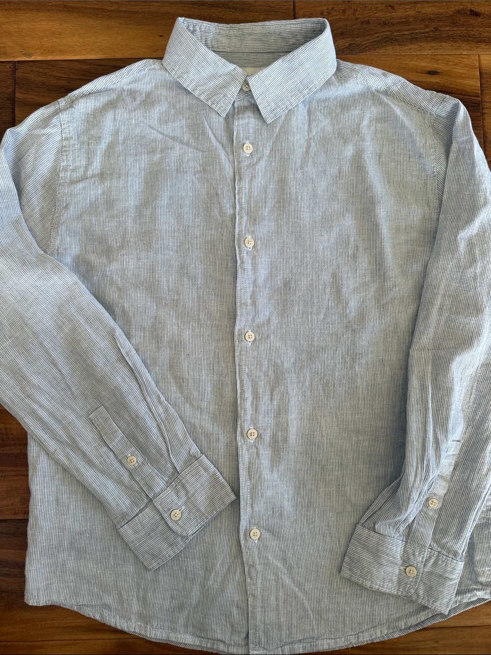 Zara Kids’cLight Blue Striped Linen Button-Down Shirt